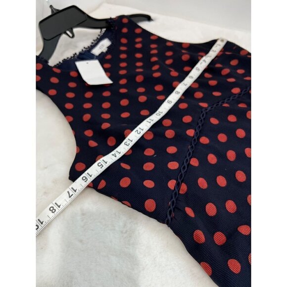 NWTD NSR Size M Polka Dot Print Sleeveless Ruffle Maxi Dress Navy Rust - Picture 7 of 15